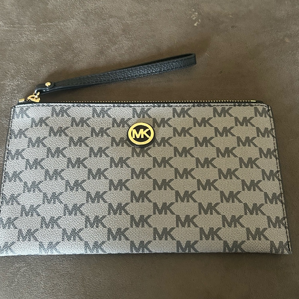 Michael Kors Monogram Black and Gray Clutch